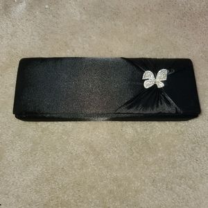 Black Silk Butter Clutch Purse w/ Chain